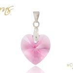 FROM LOVE szív alakú babarózsaszín osztrák kristály medál