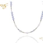 PERLA lila osztrák kristály és gyöngy nyaklánc