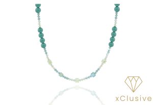 PERLA zöld osztrák kristály és gyöngy nyaklánc