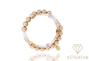 Perla Arany Színű Osztrák Kristály És Gyöngy Karkötő