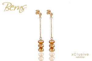 R32563 Kristaly Fulbevalo 2 Babett Arany Színű Osztrák Kristályos Fülbevaló